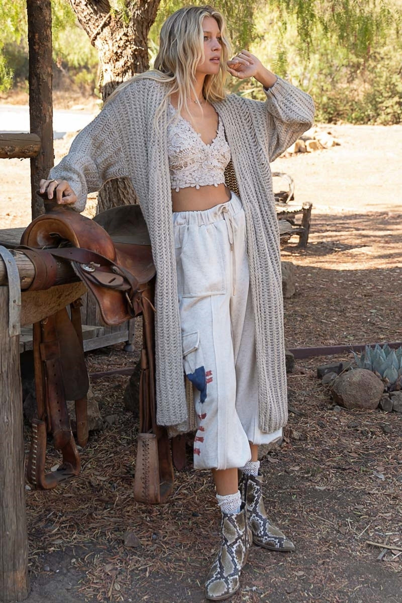 Slouchy Distressed Maxi Cardigan