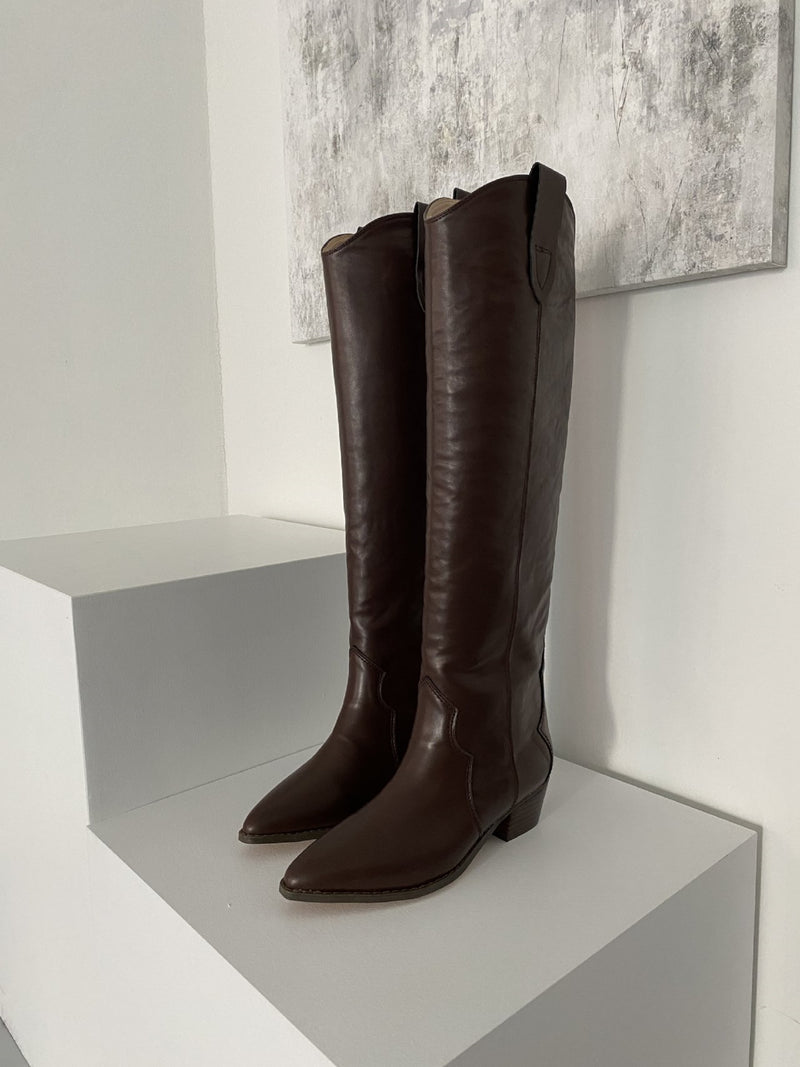 PRE-ORDER Faux Leather Exotic western knee high boots