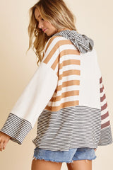 Stripe Solid Contrast Hoodie