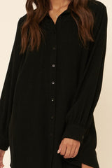 Solid Woven Oversized Dress Shirt