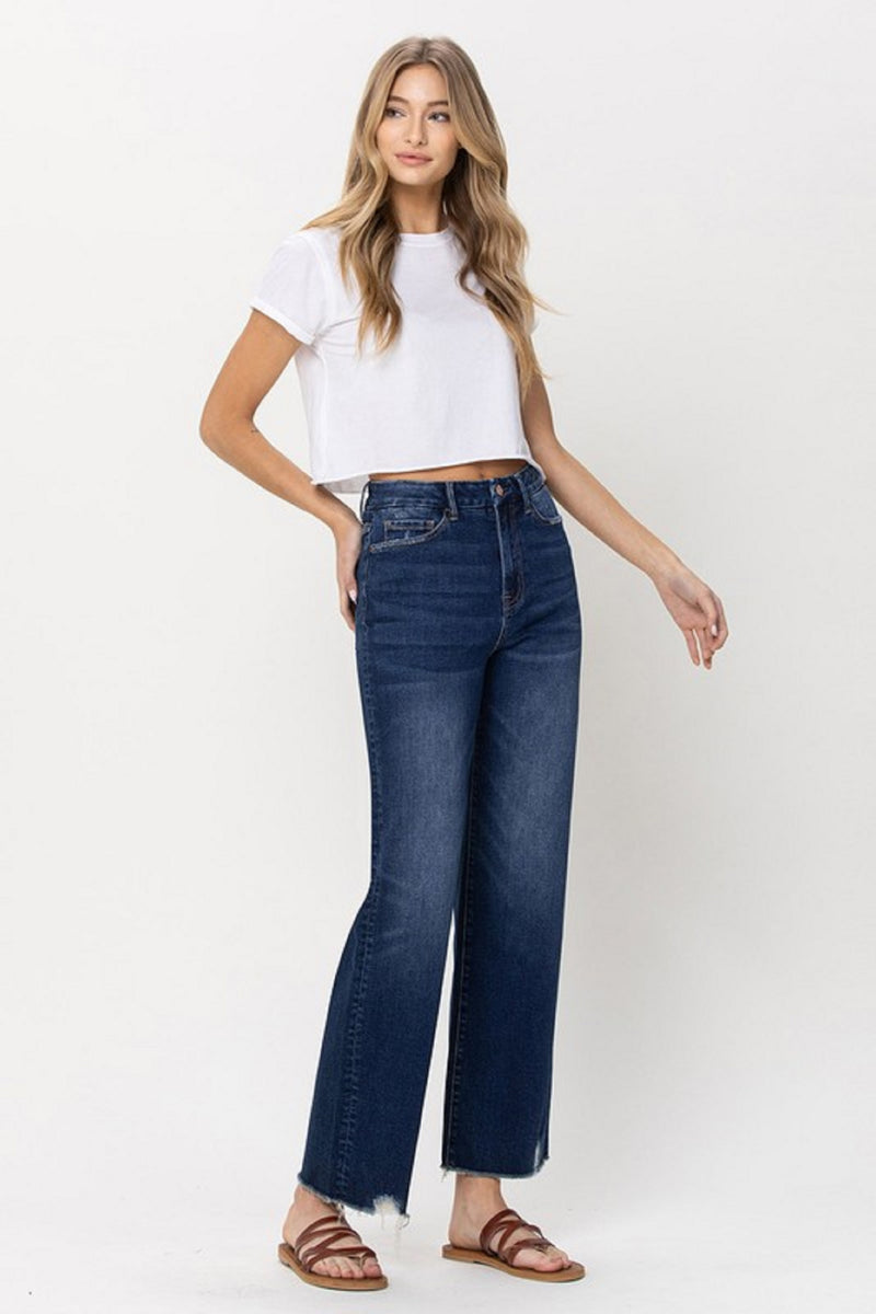 90's  Super High Rise Slim Wide Leg Ankle Jean