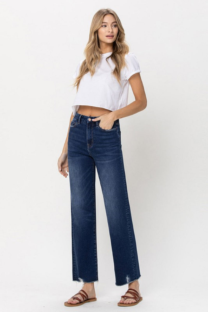 90's  Super High Rise Slim Wide Leg Ankle Jean