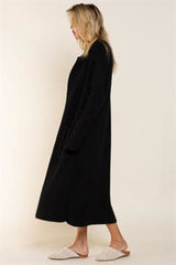 Shiny Black Wool blend Coat Cardigan