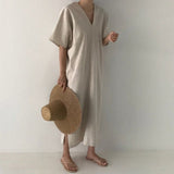 So Natural Linen kimono kaftan dress