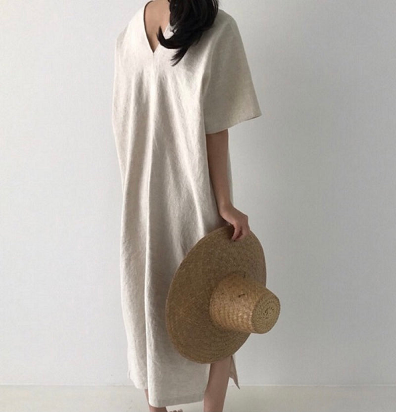 So Natural Linen kimono kaftan dress