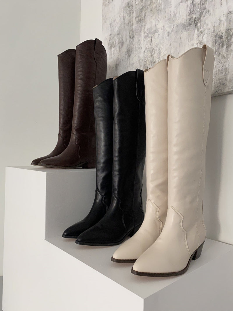 PRE-ORDER Faux Leather Exotic western knee high boots